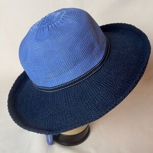 Wallaroo Hat Company Victoria Two Tone Blue Sun Hat Packable Travel Beach